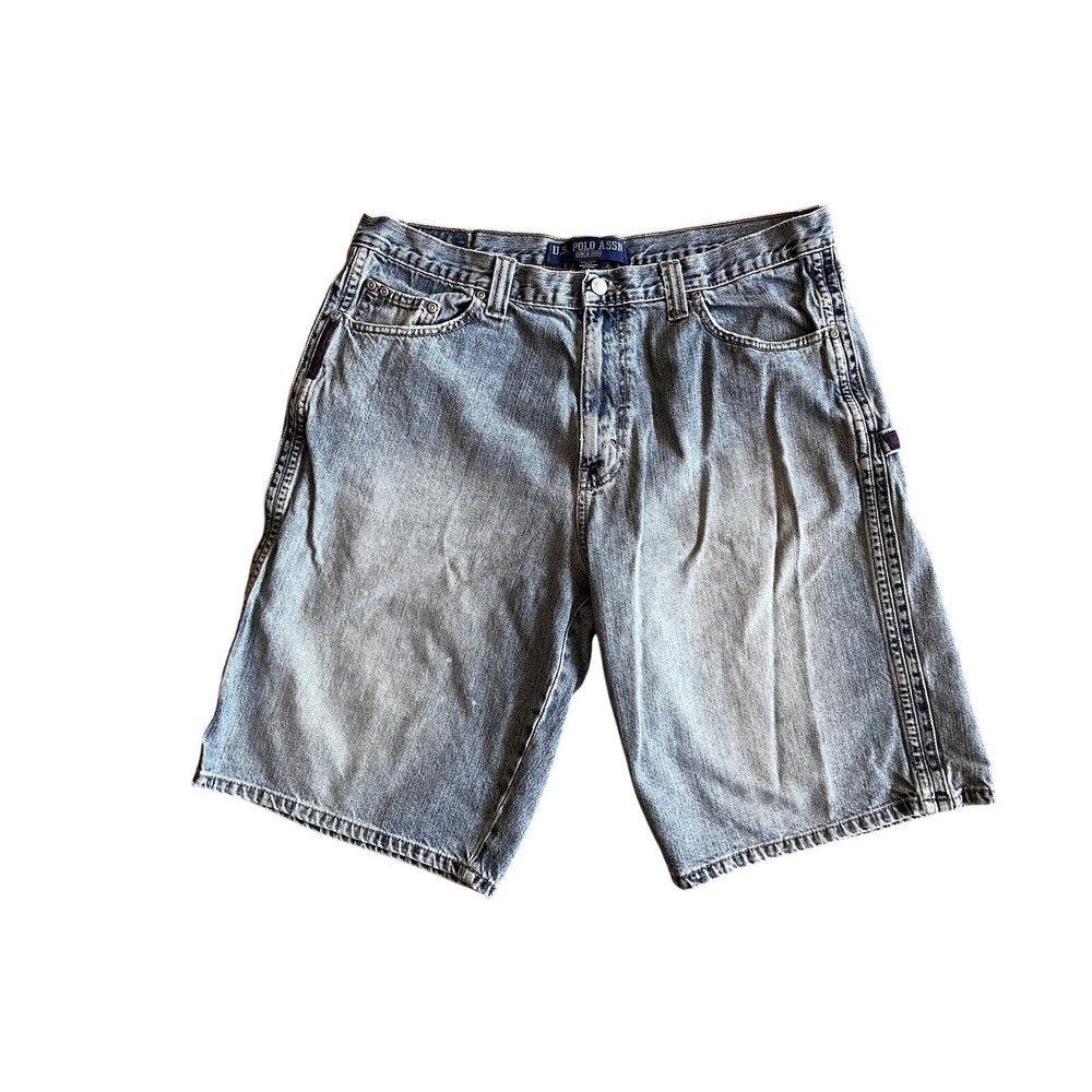 U.S. Polo Assn Denim Bermuda Shorts Mens 36 Blue Stone Wash‎ Relaxed Fit Logo